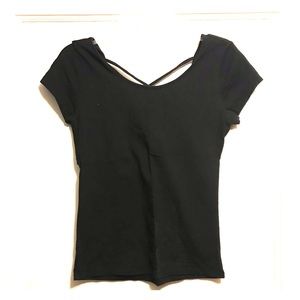 Black Tee with criss cross back